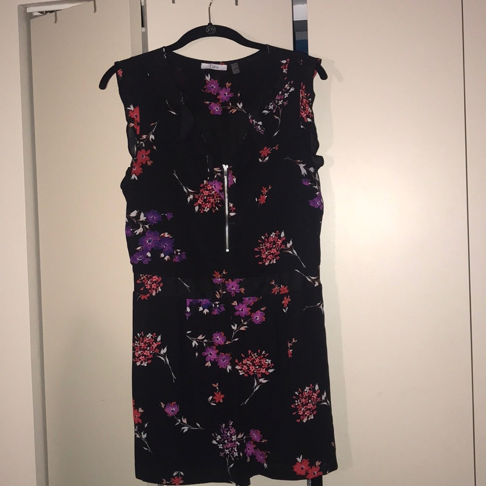 Printed romper with half zip